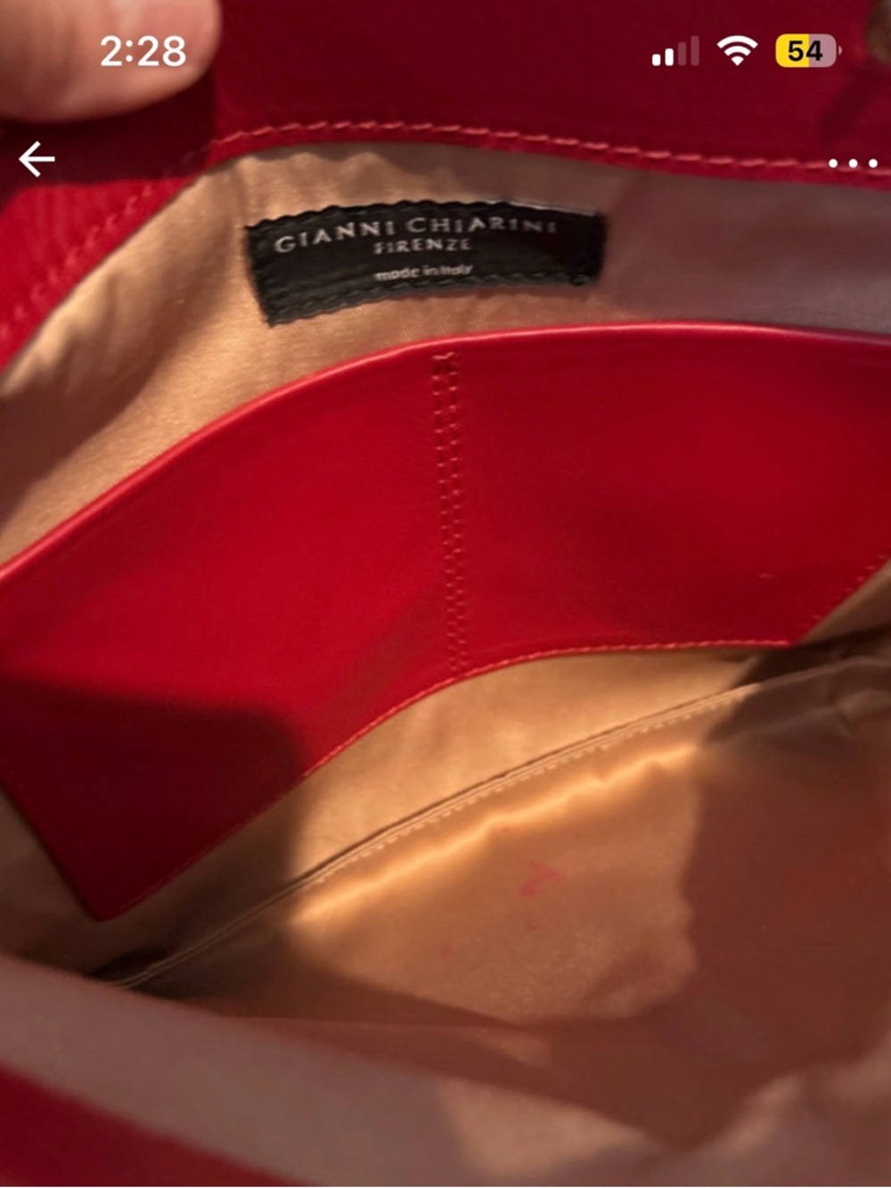 Classic Fold-Over Red Leather Clutch with Slim Strap - Picture 4 of 4